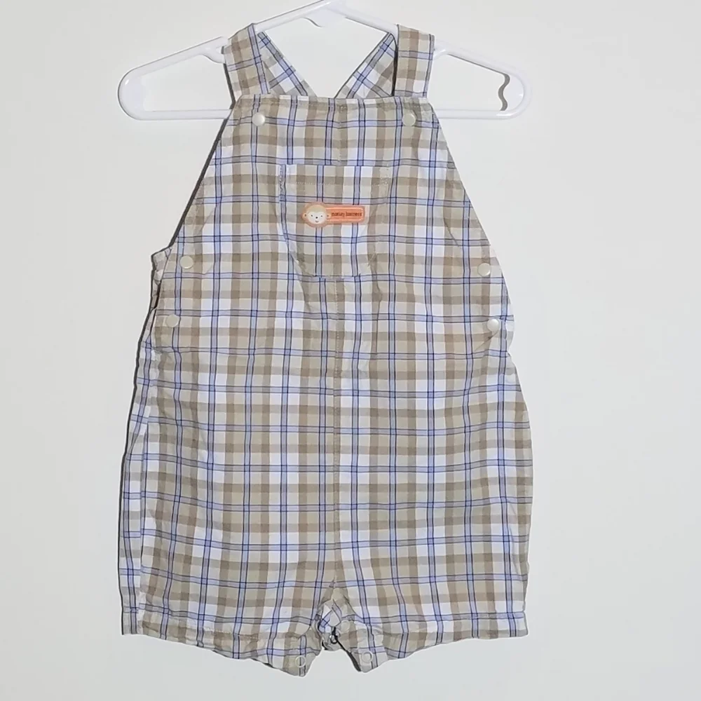 Carter's Monkey Plaid Shortall Overall Bibs 18m
